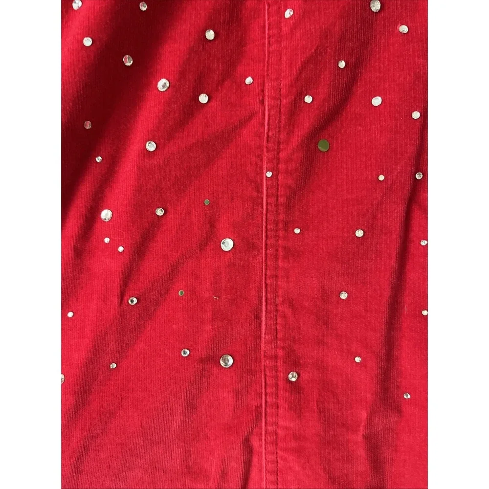 Vintage Quacker Factory Womens Jacket Red Corduroy Embellished Button Up Sz 3X - Picture 9 of 9